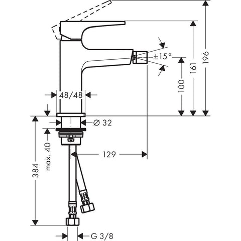 Hansgrohe Metropol bidécsaptelep Push-Open loop fogantyúval