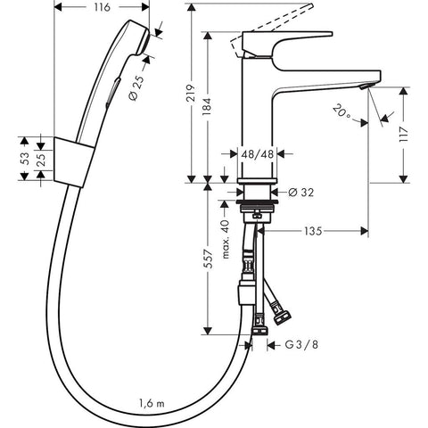 Hansgrohe Metropol bidészett Push-Open loop fogantyúval