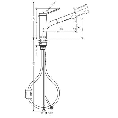 Hansgrohe Zesis M33 konyhai csaptelep 150, kihúzható kifolyó, 2jet, matt fekete