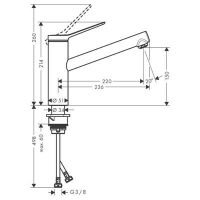 Hansgrohe Zesis M33 konyhai csaptelep 150, 1jet, matt fekete
