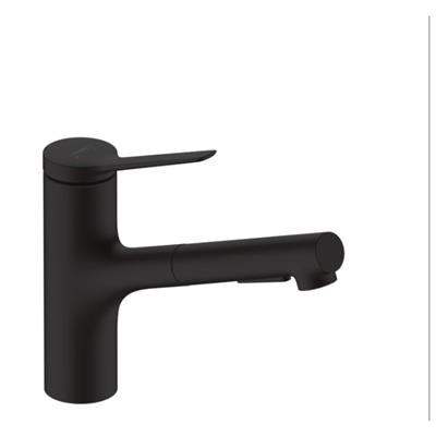 Hansgrohe Zesis M33 konyhai csaptelep 150, kihúzható kifolyó, 2jet, sBox, matt fekete