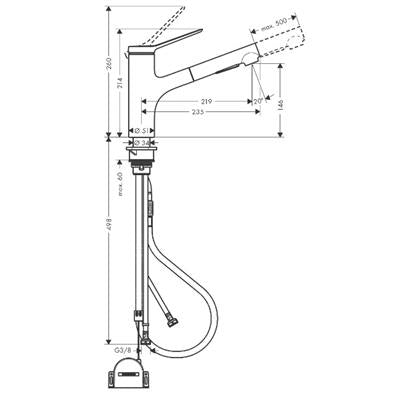 Hansgrohe Zesis M33 konyhai csaptelep 150, kihúzható kifolyó, 2jet, sBox, matt fekete