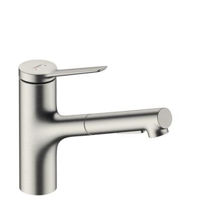 Hansgrohe Zesis M33 konyhai csaptelep 150, kihúzható kifolyó, 2jet, sBox, rm. acél hatású