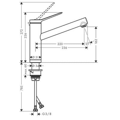 Hansgrohe Zesis M33 konyhai csaptelep 160, ablak előtti szereléshez, 1jet