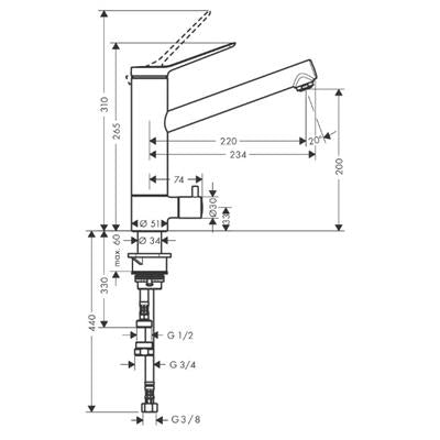 Hansgrohe Zesis M33 konyhai csaptelep 200, elzárószeleppel, CoolStart, 1jet