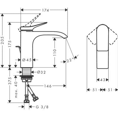 Hansgrohe Vivenis mosdócsaptelep 110, automata lefolyógarnitúra, matt fehér