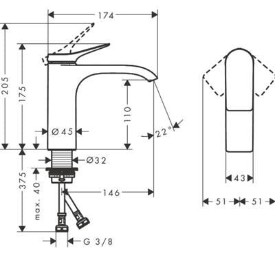 Hansgrohe Vivenis mosdócsaptelep 110, lefolyógarnitúra nélkül