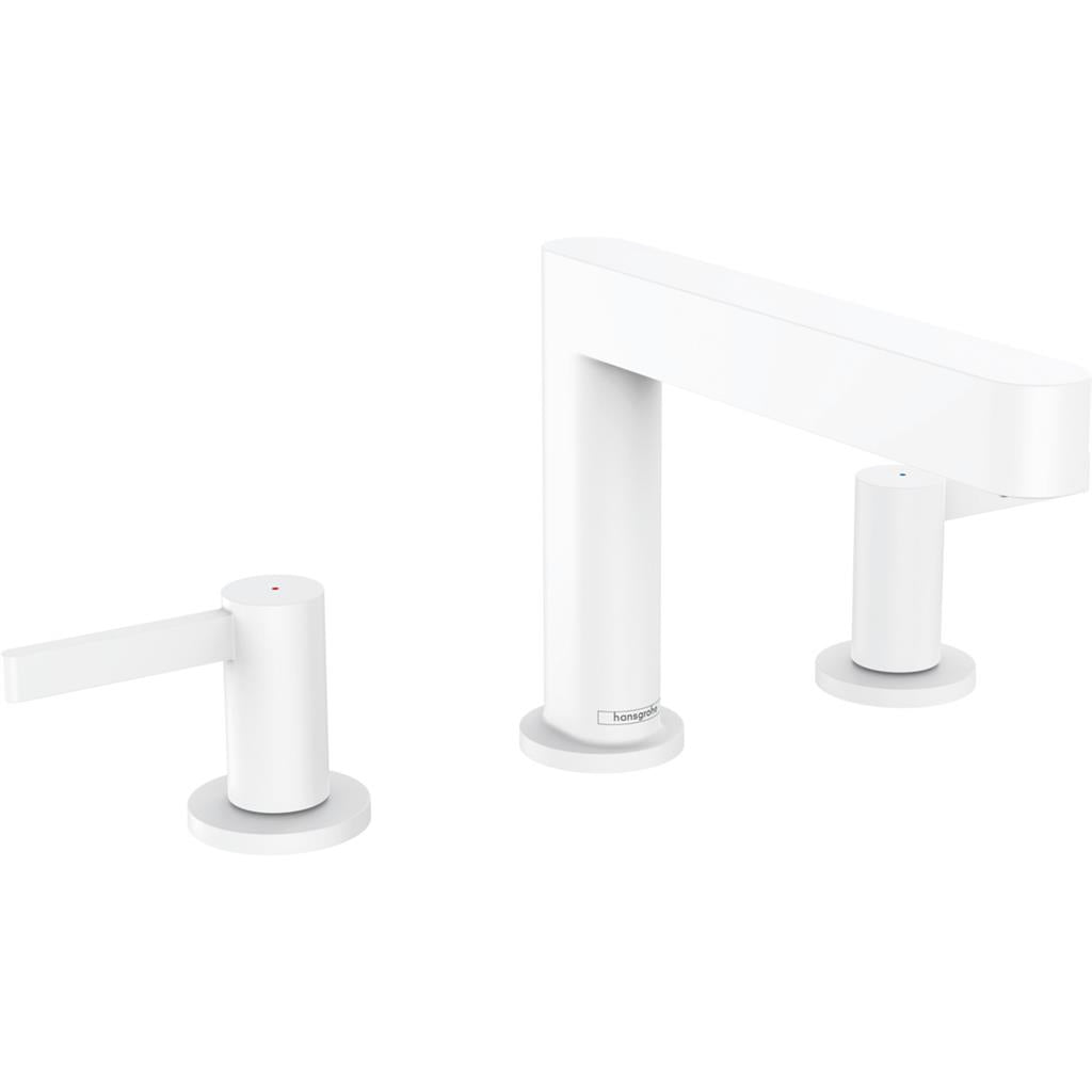Hansgrohe Finoris 3 lyukú mosdócsaptelep 110, push-open lefolyógarnitúra, matt fehér