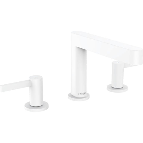 Hansgrohe Finoris 3 lyukú mosdócsaptelep 110, push-open lefolyógarnitúra, matt fehér