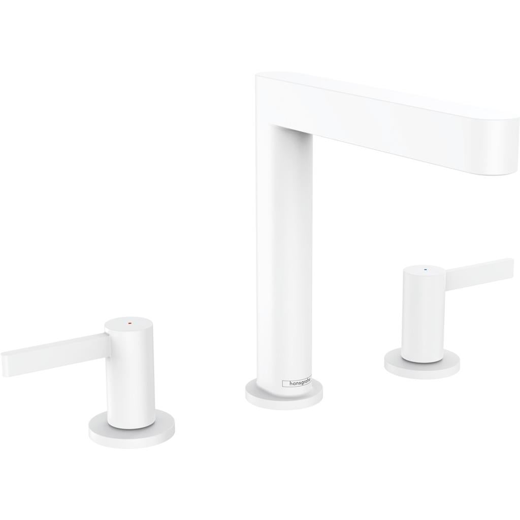 Hansgrohe Finoris 3 lyukú mosdócsaptelep 160, push-open lefolyógarnitúra, matt fehér