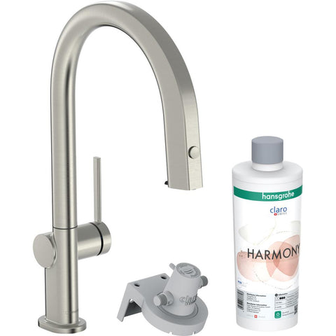 Hansgrohe Aqittura M91 Filtersystem konyhai csaptelep 210, kihúzható kifolyó, 1jet, rozsdamentes acél hatású