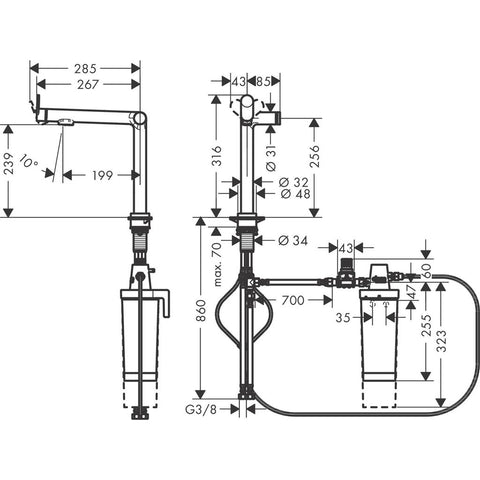 Hansgrohe Aqittura M91 Filtersystem konyhai csaptelep 240, 1jet