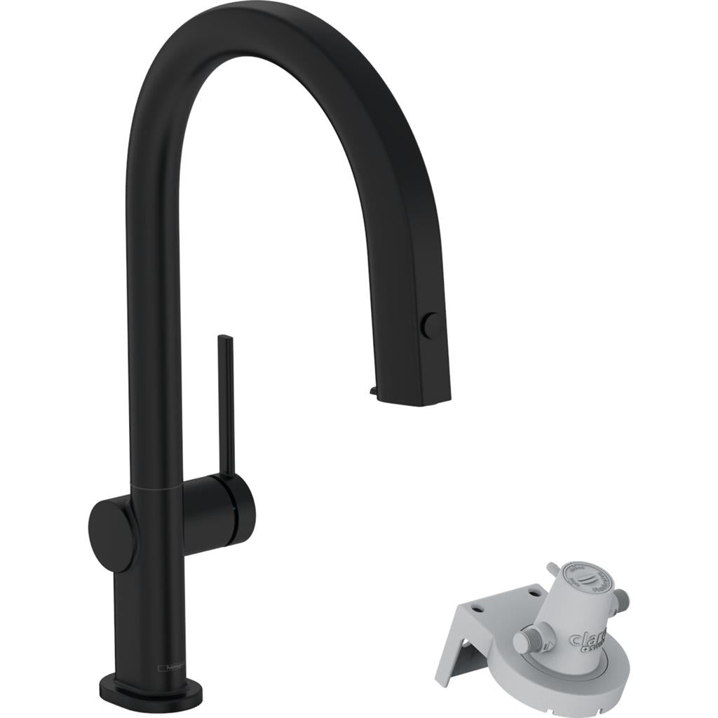 Hansgrohe Aqittura M91 Filtersystem konyhai csaptelep 210, kihúzható kifolyó, 1jet, matt fekete
