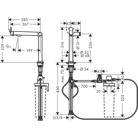 Hansgrohe Aqittura M91 Filtersystem konyhai csaptelep 240, 1jet, matt fekete