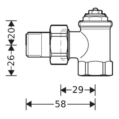 Honeywell termosztatikus radiátorszelep1/2" sarok VS típus, kvs=0,72 - kifutó. Kiváltó: V2020ESX15