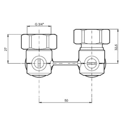 Honeywell Verafix-VKE H-blokk (H-idom), sarok 3/4"-3/4" V2495EX020A