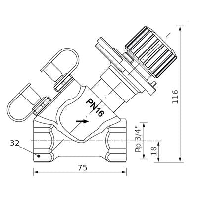Honeywell beszabályozó szelep SafeCon® mérőcsonkkal, visszatérő vezetékbe 3/4" bm PN16 2...130°C