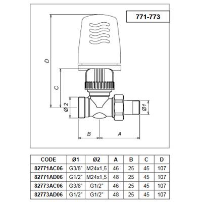 ICMA RAD. SZELEP 1/2" EGY. -24#1.5 HŐFOKSZ