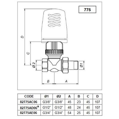 ICMA RAD. SZELEP 1/2" EGY. HŐFOKSZAB.