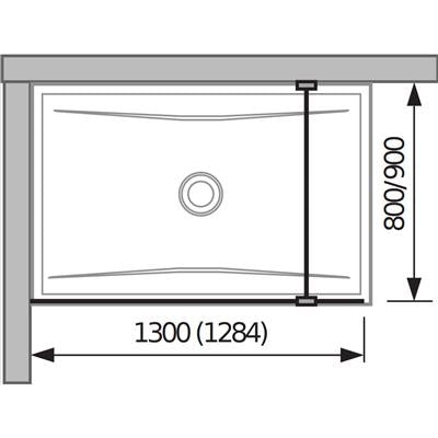 Jika Cubito Pure 130 üvegfal oldalfalhoz, rögzítő profillal és támasszal, 128,4x200 cm
