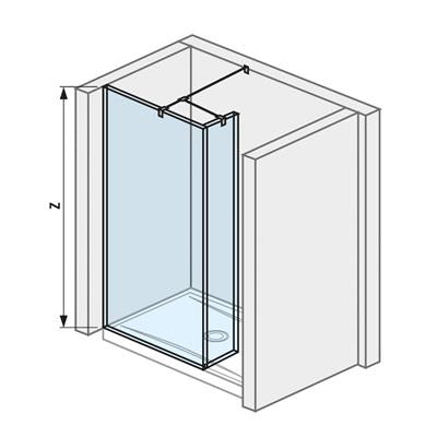 Jika Cubito Pure 70 üvegfal oldalfalhoz, rövid üvegfallal, sarok profillal, 69,7x200 cm