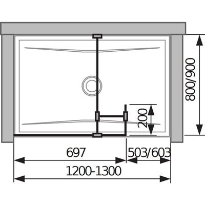 Jika Cubito Pure 70 üvegfal oldalfalhoz, rövid üvegfallal, sarok profillal, 69,7x200 cm