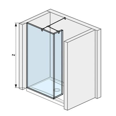 Jika Cubito Pure 80 üvegfal oldalfalhoz, rövid üvegfallal, sarok profillal, 79,7x200 cm