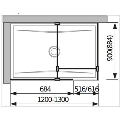 Jika Cubito Pure Walk-in zuhanykabin, sarok, ezüst/átlátszó üveg, 70x90 cm