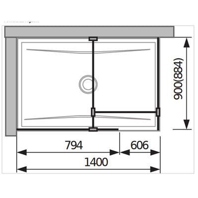 Jika Cubito Pure Walk-in zuhanykabin, hátfalhoz, ezüst/átlátszó üveg, 79,5x90 cm