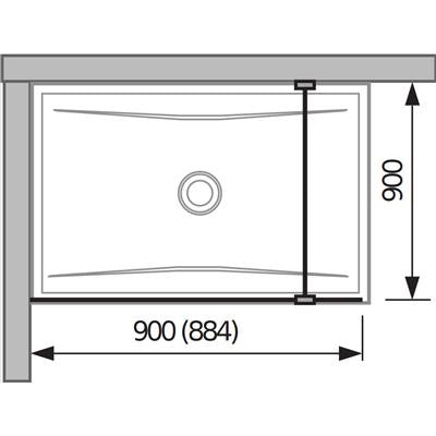 Jika Cubito Pure 90 zuhanyfal, oldalfalhoz, profillal és támasszal, 88,4x200 cm