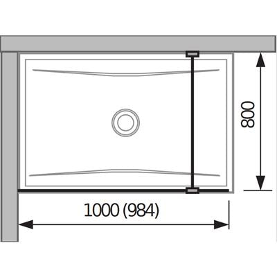Jika Cubito Pure 100 zuhanyfal, oldalfalhoz, profillal és támasszal, 98,4x200 cm