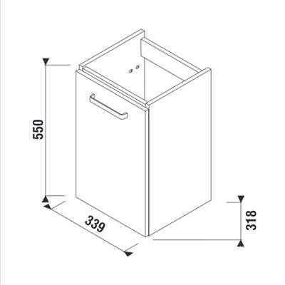 Jika Lyra Plus alsószekrény 40 cm-es kézmosóhoz, 1 ajtóval, fehér, 33,9x31,8x55 cm