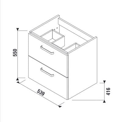 Jika Lyra Plus alsószekrény 60 cm-es mosdóhoz, 2 fiókkal, fehér, 53,9x41,6x55 cm