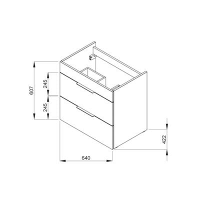 Jika Cube 65 alsószekrény mosdóval, 2 fiókkal, selyemfényű fehér, 64x42,2x60,7 cm