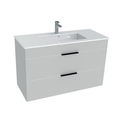 Jika Cube 100 alsószekrény mosdóval, 2 fiókkal, selyemfényű fehér, 98x42,2x60,7 cm