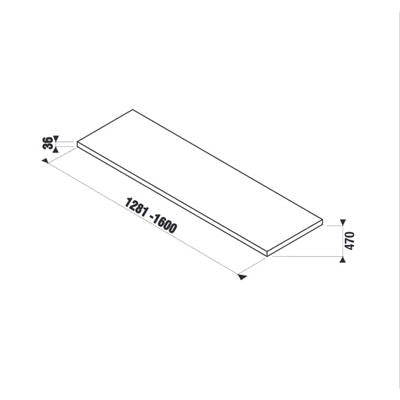 Jika Cubito-N 128,1-160 cm méretre vágható mosdótartólap, kivágás és konzolok nélkül, fehér