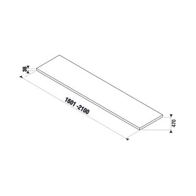 Jika Cubito-N 160,1-210 cm méretre vágható mosdótartólap, kivágás és konzolok nélkül, fehér