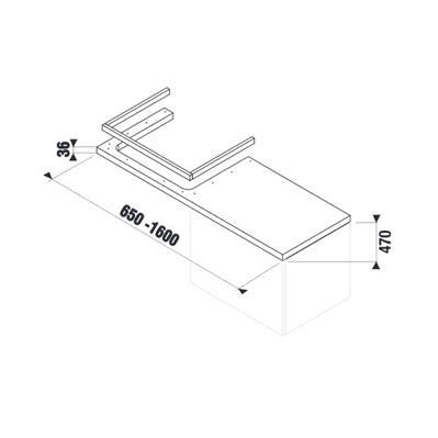 Jika Cubito-N 65-160 cm méretre vágható mosdótartólap, 1 kivágással, konzolok nélkül, fehér
