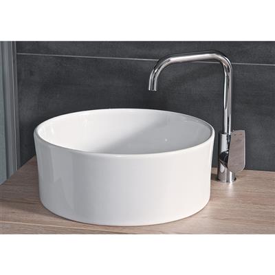 Jika Cubito Pure 40 kerek mosdótál, csaplyuk és túlfolyó nélkül, Jikaperla, fehér, 40cm átmérő