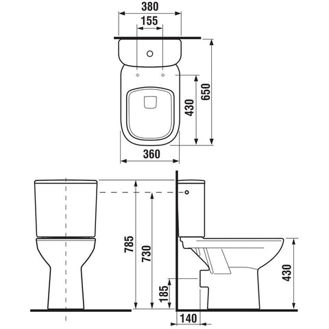 Jika Deep by Jika monoblokkos WC szett, hátsó kifolyású, mélyöblítésű, alsó vízbekötés, fehér