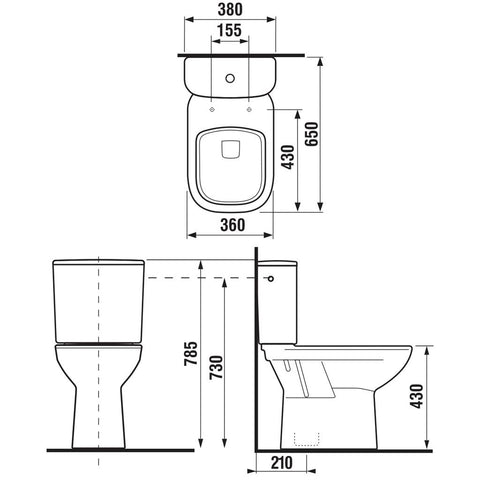 Jika Deep by Jika monoblokkos WC szett, alsó kifolyású, mélyöblítésű, oldalsó vízbekötés, fehér