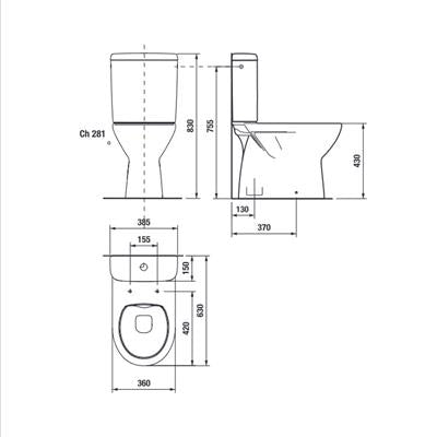 Jika Lyra Plus rimless monoblokkos wc, alsó vízbekötésű tartállyal,mélyöblítésű, alsó kifolyású