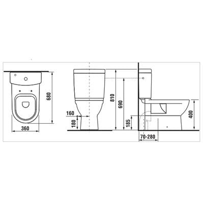 Jika Mio wc tartály oldalsó vízbekötésű, dual flush, Jikaperla