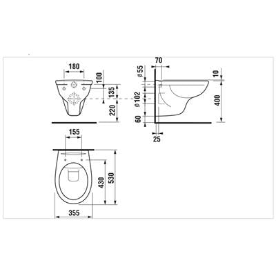 Jika WC Pack Rimless-Dino WC, fali, öblítőperem nélküli, mélyöblítésű + Zeta WC ülőke