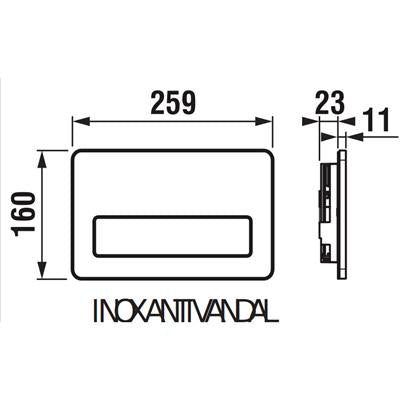 Jika PL3 Single Flush nyomólap, inox antivandal, rozsdamentes acél