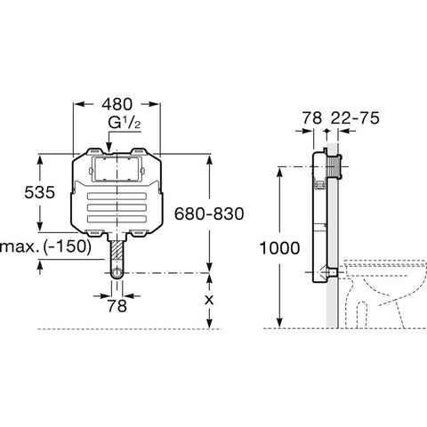 Jika Basic Tank System Conpact falbaépített modul, álló wc-hez, falra szerelhető