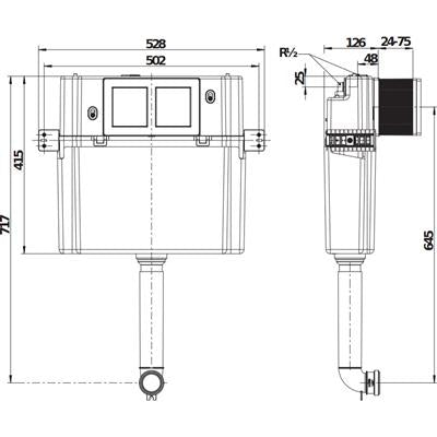 Jika Basic Tank System falbaépített modul, álló wc-hez, falra szerelhető