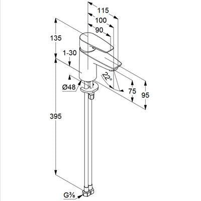 KLUDI PURE&SOLID egykaros mosdócsap 75