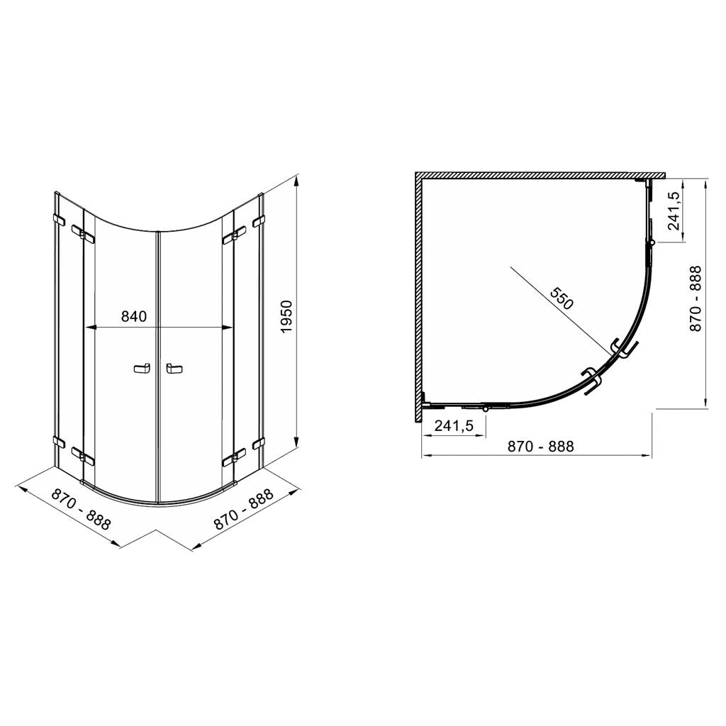 Kolo Next íves zuhanykabin 90cm átlátszó/króm/mf.ezüst