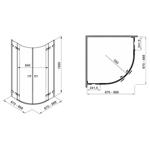 Kolo Next íves zuhanykabin 90cm átlátszó/króm/mf.ezüst